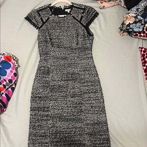 Rebecca Taylor Black and White Textured Mini Dress